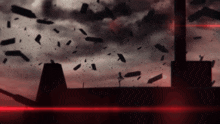 a dark sky with a red line in the middle of it