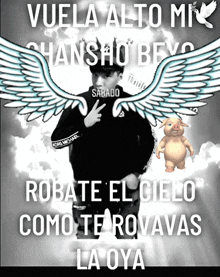 a picture of a man with wings and the words robate el cielo