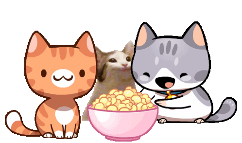 3 Cats Pop Cat Sticker - 3 Cats Pop Cat Popcorn Stickers
