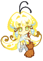 a cartoon drawing of a girl with long yellow hair holding a broom