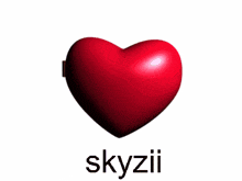 two red hearts with a picture of a girl and the word skyzii on the bottom