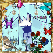 a picture of flowers and butterflies with the words no regrets written on it