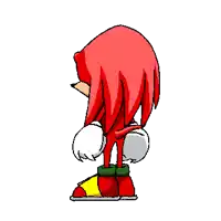 a pixel art of knuckles from sonic the hedgehog standing on a white background