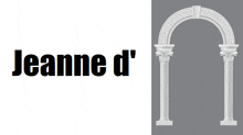 a logo for jeanne d ' shows a white arch with columns