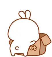 a cartoon bunny is sitting in a box that says carrot