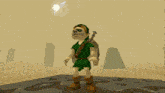 a cartoon character with a sword on his shoulder