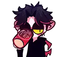 a drawing of a person holding a can of dr pepper