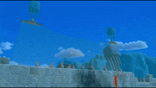 a computer generated image of a landscape with a volcano in the background