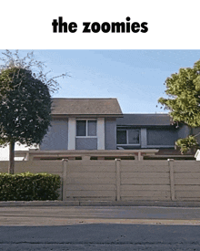 a picture of a house with the words " the zoomies " on top