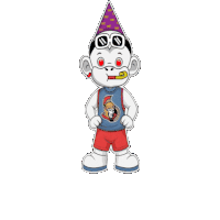 a cartoon of a monkey wearing a party hat