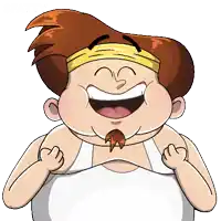 a cartoon of a man wearing a headband and a white tank top