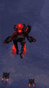 a video game character is flying through the air with a purple background