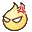 a yellow cartoon character with a red flower on his head .