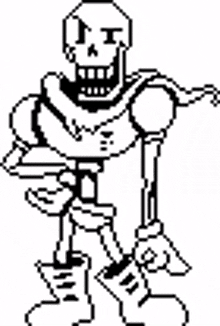 pixel art skeleton cool dude hand on hip hand gesture
