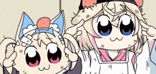 two cartoon characters are standing next to each other and one has a bandage on her head