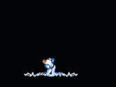 a video game character named baby head has a baby in his arms