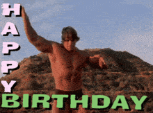 a picture of arnold schwarzenegger with the words happy birthday