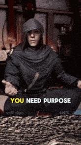 a screenshot of a video game with the words " you need purpose " on the bottom