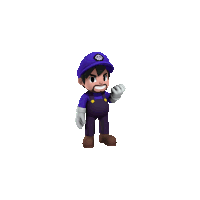 a cartoon character wearing a purple hat with a skull and crossbones on it
