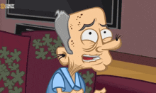 a cartoon of an elderly man with a funny face and the words comedy central on the bottom