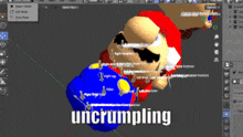 a computer screen with a cartoon character and the word uncrumming on it