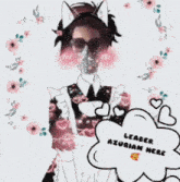 a drawing of a man in a maid outfit with a speech bubble that says leader azurian here