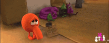a cartoon character named wreck-it-ralph is holding a red apple in his hands