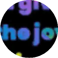 a black circle with blue and purple letters that say hoje
