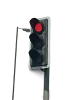 a traffic light with the red light on