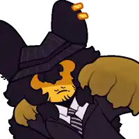 a cartoon of a cat wearing a hat and tie
