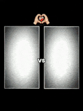 a black background with a hand making a heart and the words vs on the bottom