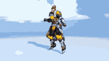 a man in armor is standing on a snowy field