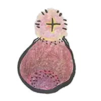 a drawing of a circle with a cross on top