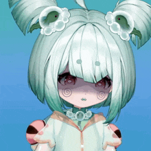 a drawing of a girl with white hair