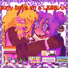 a picture of two cartoon characters with the words sorry boys im a lesbian