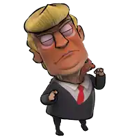 a cartoon drawing of donald trump with his eyes closed and a red tie