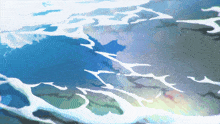 a painting of a body of water with waves
