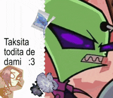 a picture of a cartoon character with the words taksita todita de dami written on it