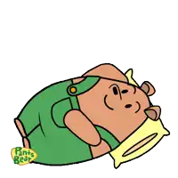 a pants bear laying down with a pillow