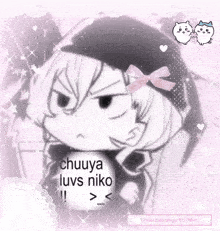 a drawing of a person with the words chuuya luvs niko on it