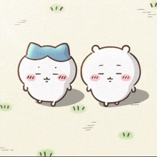two white cartoon characters are standing next to each other