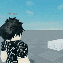 slender is the name displayed on the back of a person 's head