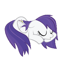 a cartoon drawing of a pony with purple hair sleeping