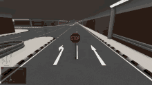 a red stop sign is in the middle of a highway