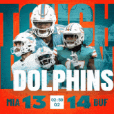 an advertisement for the miami dolphins shows a group of players