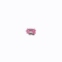 a cartoon girl with pink hair and a headband is sitting on a white background .