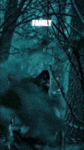 a picture of a wolf in the woods with the words raw family above it