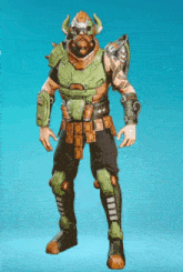 a video game character with a beard and horns