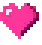 a pixel art of a pink heart with a hole in it .