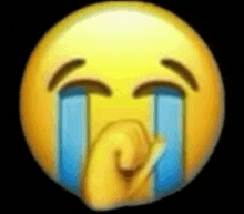 a yellow smiley face with tears coming out of its eyes .